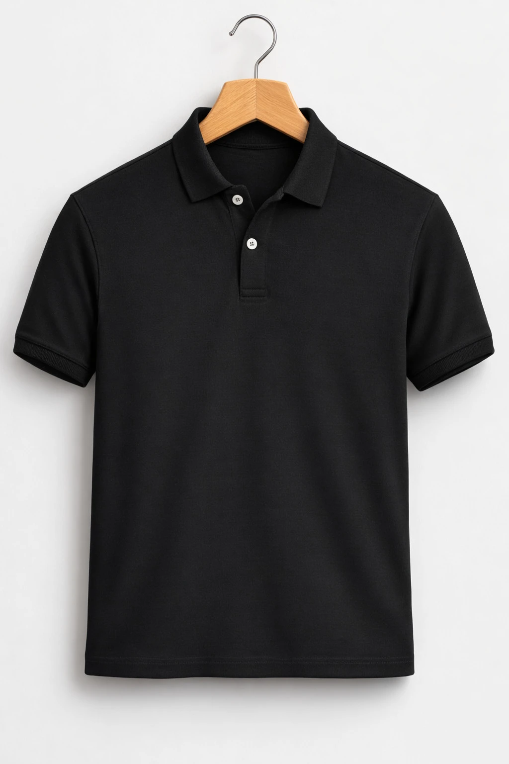JACKBUZZ Men Solid Polo Neck Polycotton Black T-Shirt
