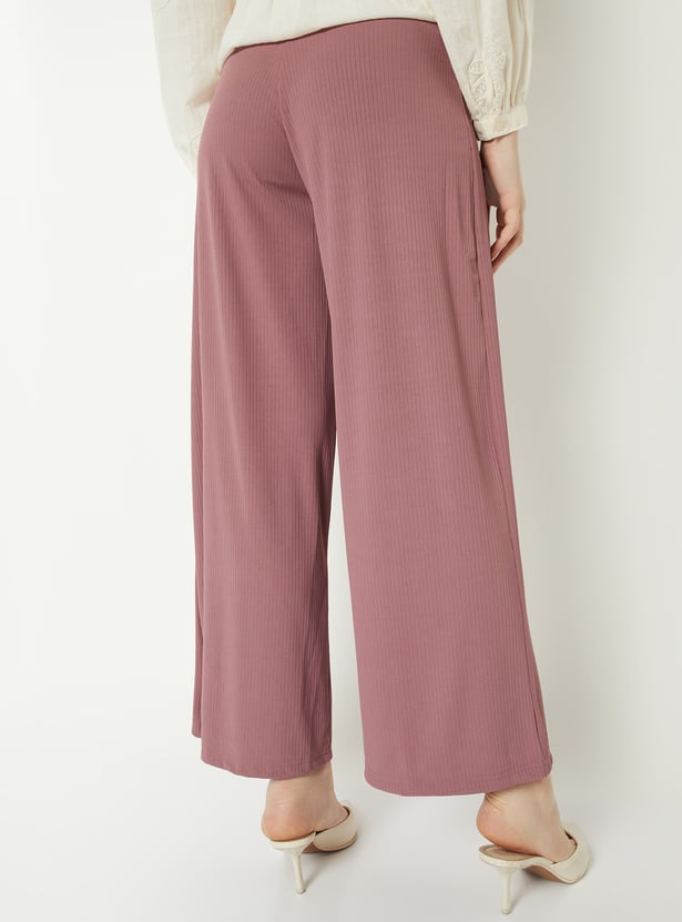 Women Ribbed Wide Leg Trousers